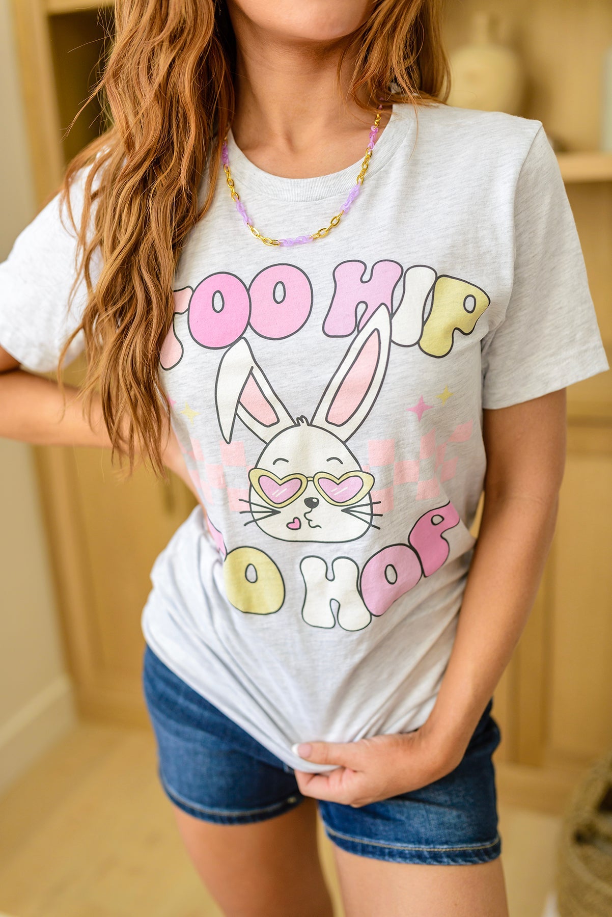 Too Hip To Hop Pastel Bunny Graphic Tee   