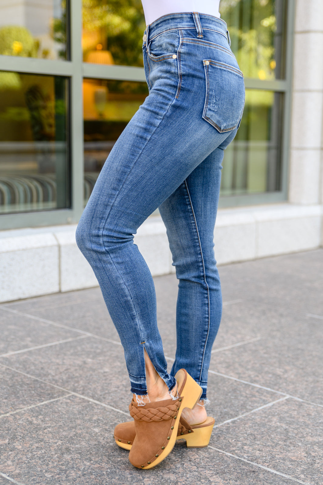 Judy Blue Catch and Release Side Slit Skinny Jeans   