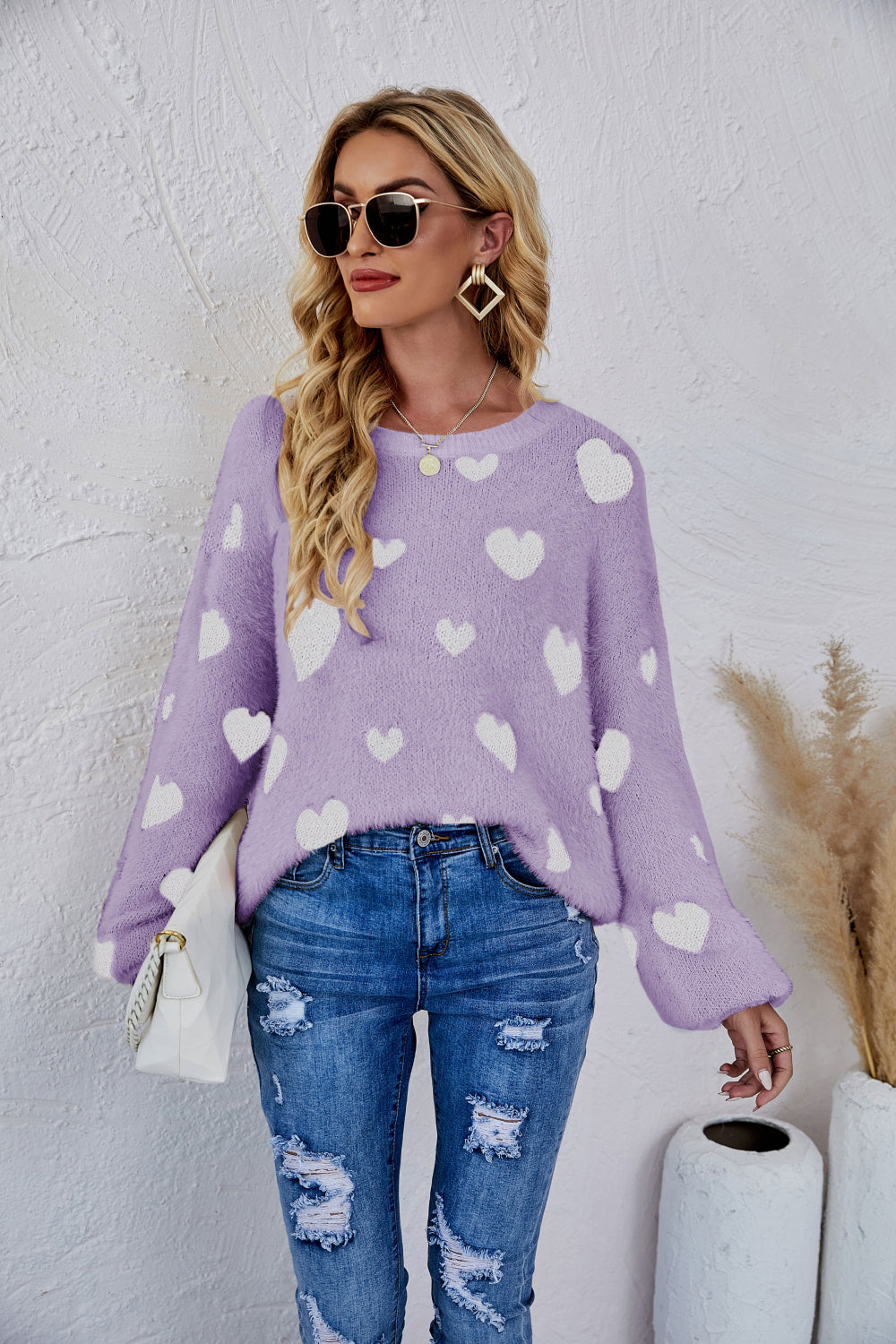 All of the Love Fuzzy Sweater Purple S 