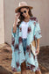 Here Comes the Bloom Floral Print Chiffon Kimono Blue Cranberry One Size 