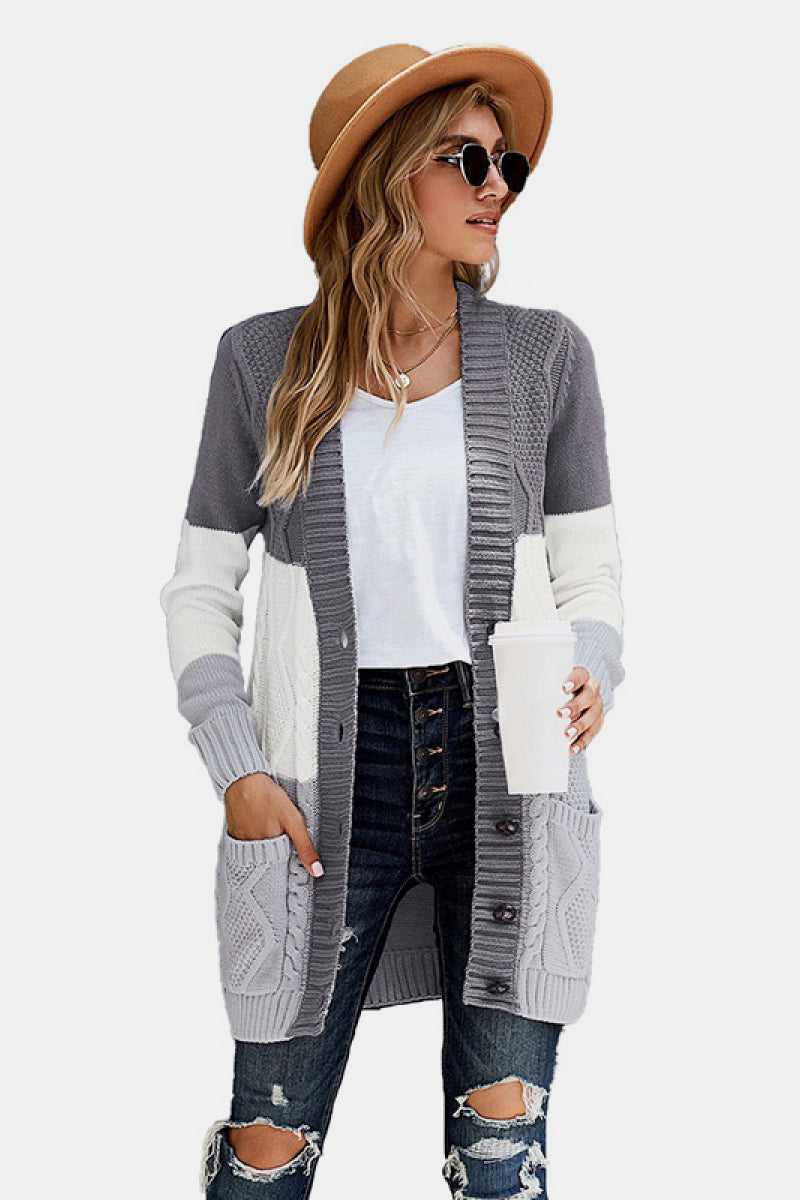 Cable Knit Cardigan Striped S 