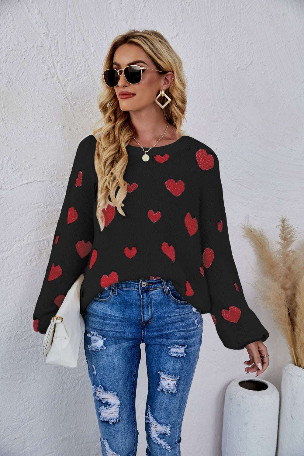 All of the Love Fuzzy Sweater Black S 