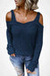 Cold Shoulder Knit Sweater Blue S 