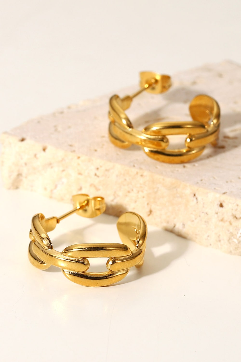 Let's Link Up Chain C-Hoop Gold Earrings   