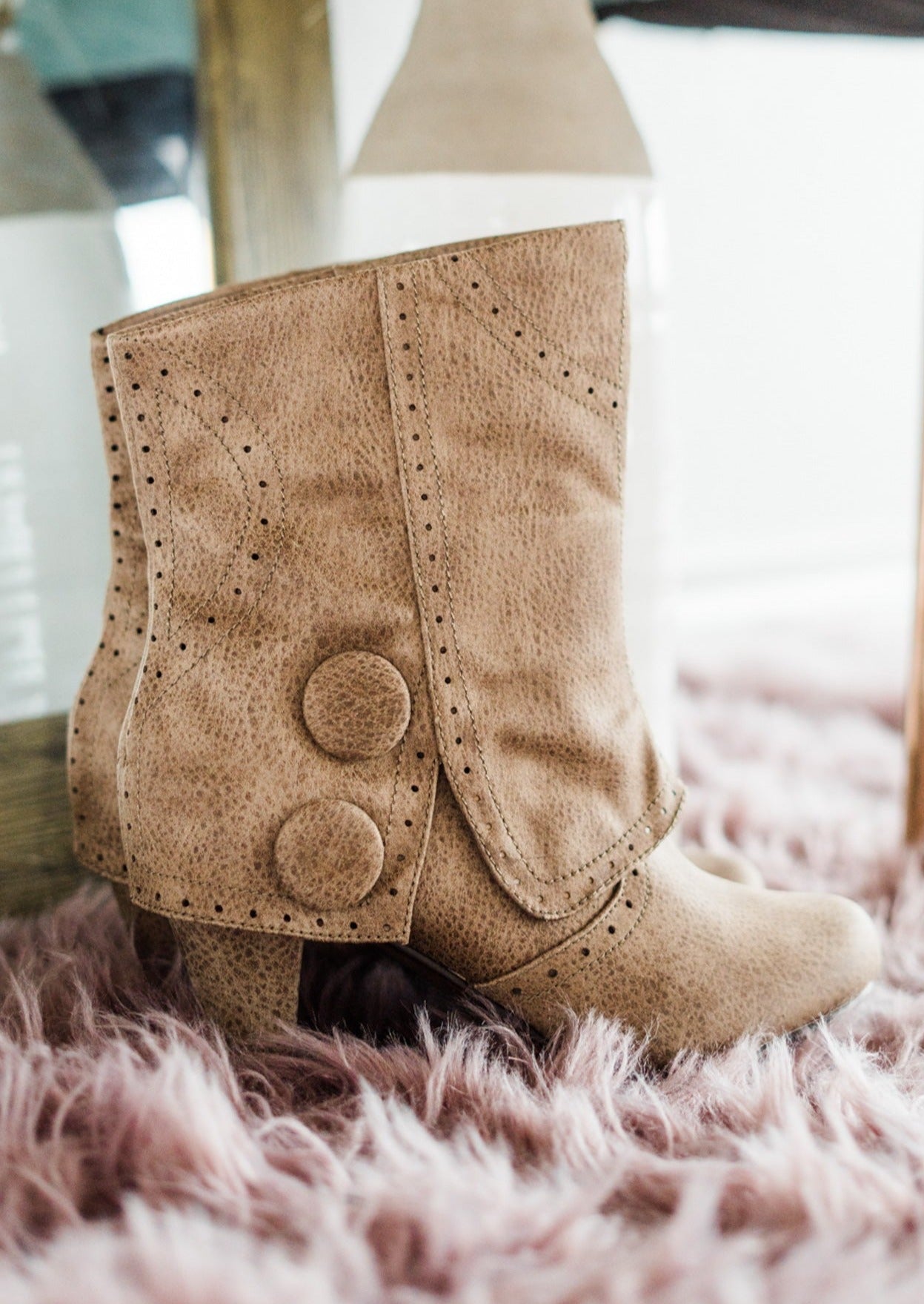Maeve Pullover Ankle Booties in Taupe 6.0  