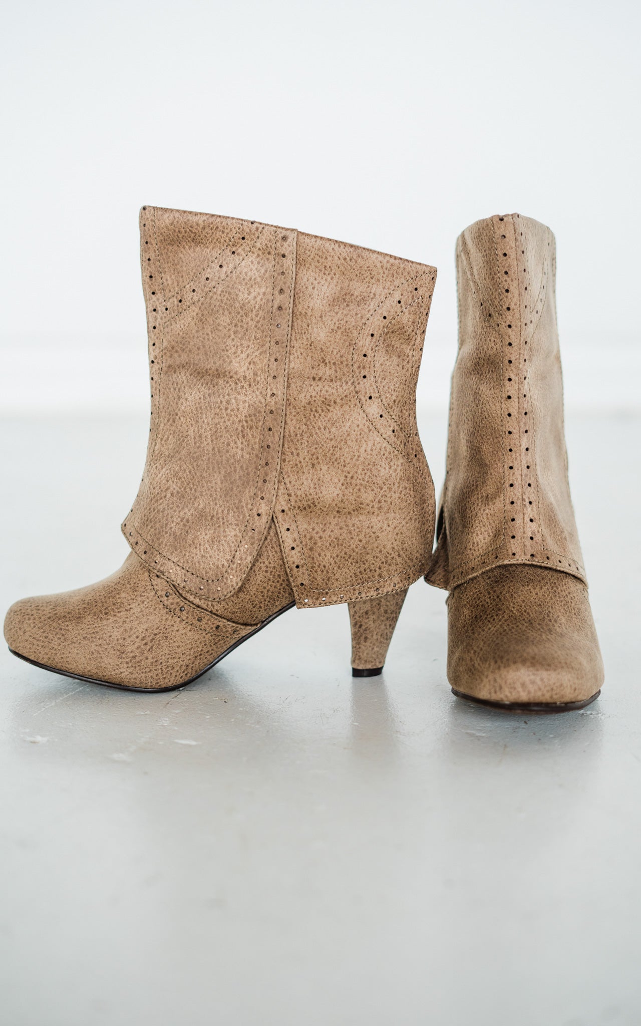 Maeve Pullover Ankle Booties in Taupe   