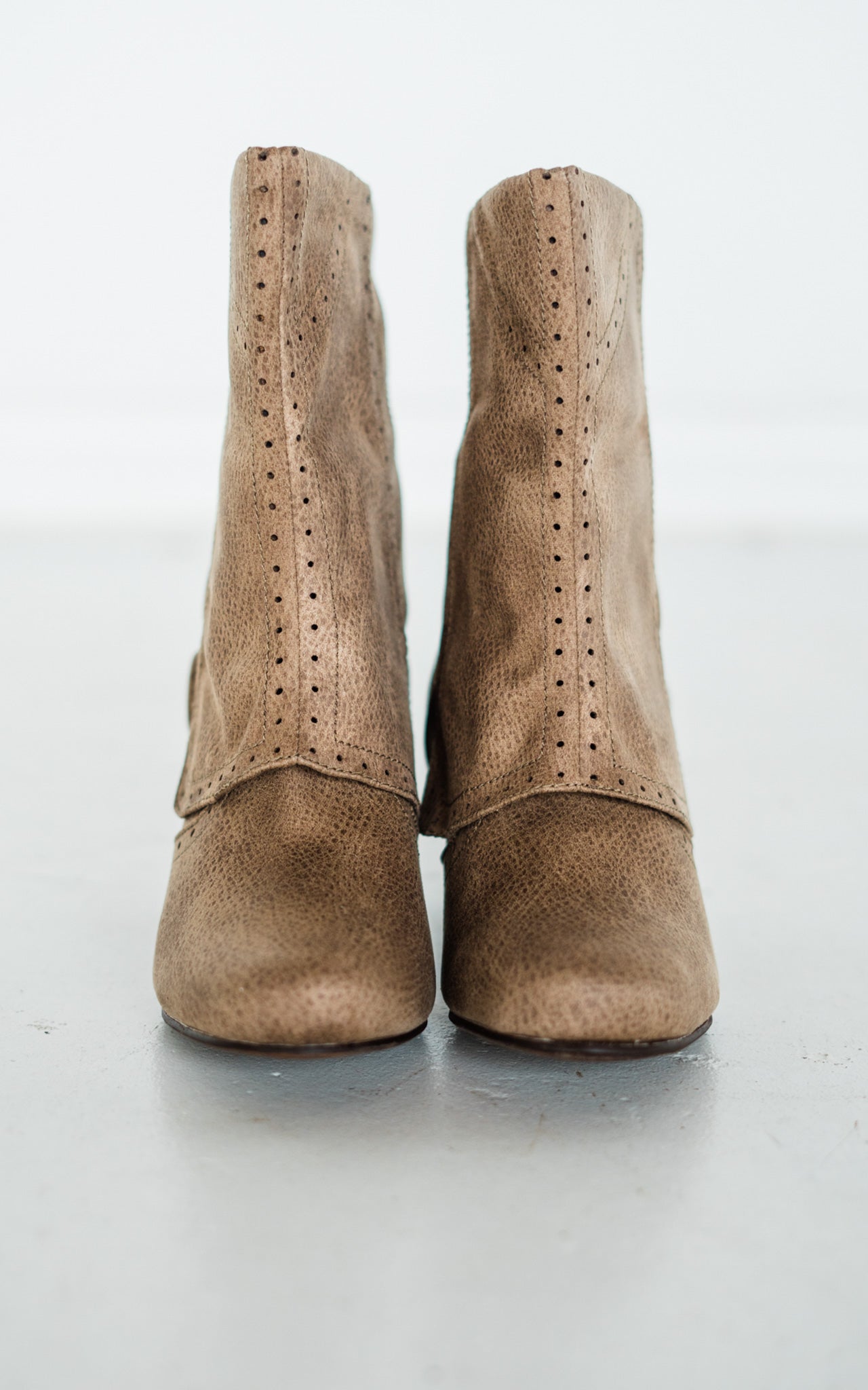 Maeve Pullover Ankle Booties in Taupe   