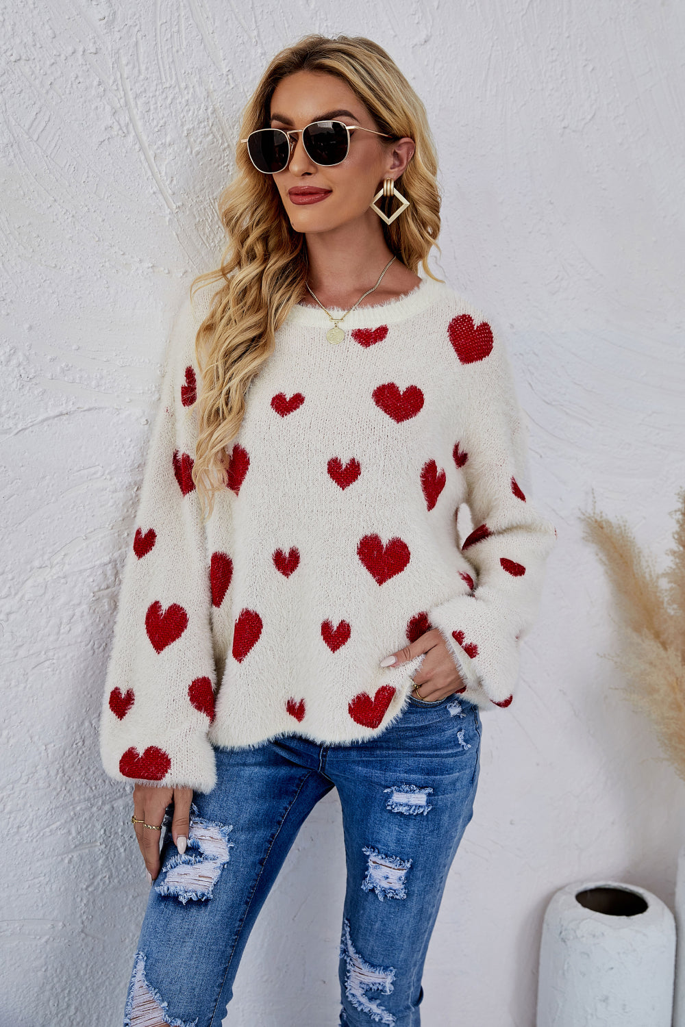 All of the Love Fuzzy Sweater Cream S 