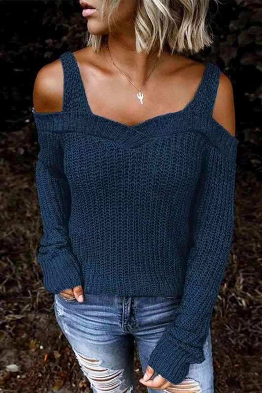 Cold Shoulder Knit Sweater   