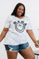 MAMA Smiley Face Graphic Tie-Dye Tee Shirt Gray 1X 