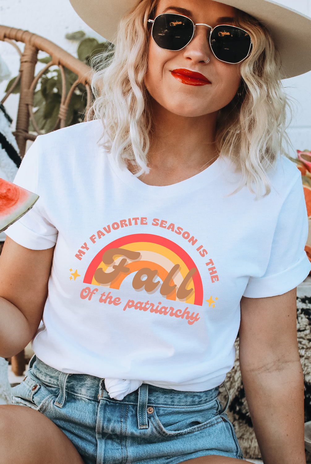 Fall of the Patriarchy Graphic Tee in White S White 