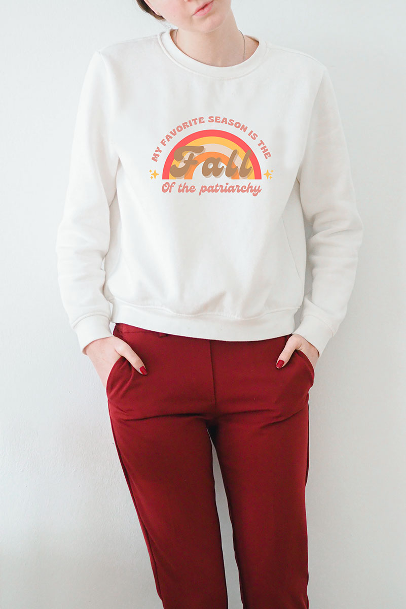 Fall of the Patriarchy Crewneck Sweatshirt White S 