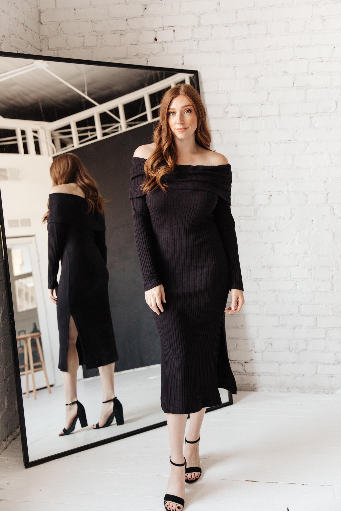 The Perfect Night Sweater Dress in Black   