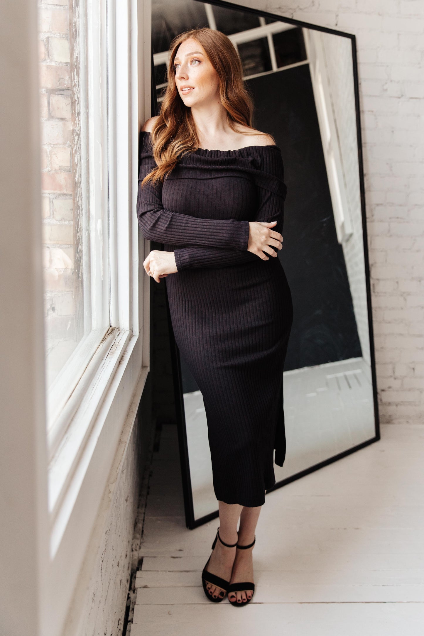 The Perfect Night Sweater Dress in Black   