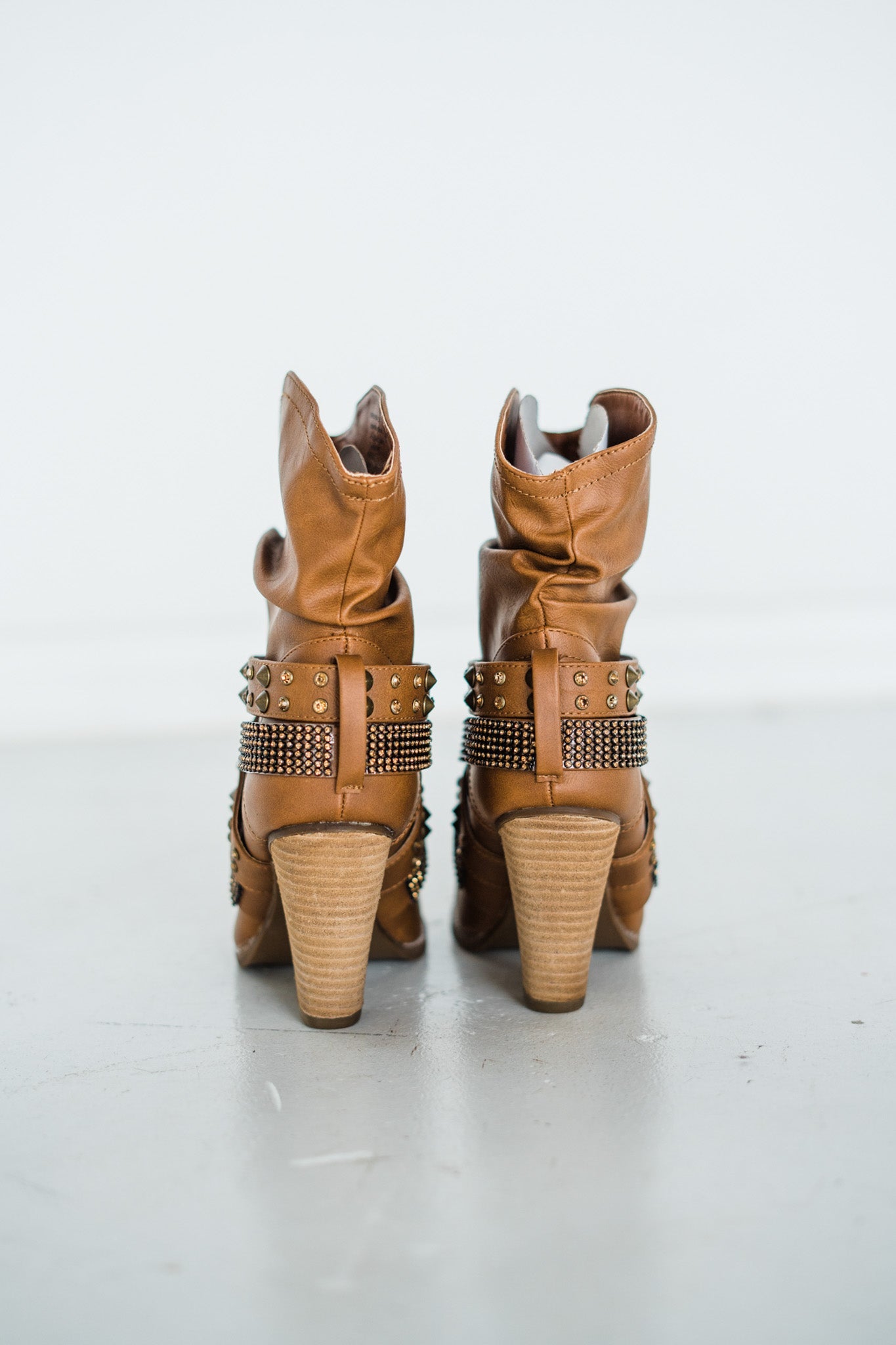 Come Here Stud Booties in Cognac   